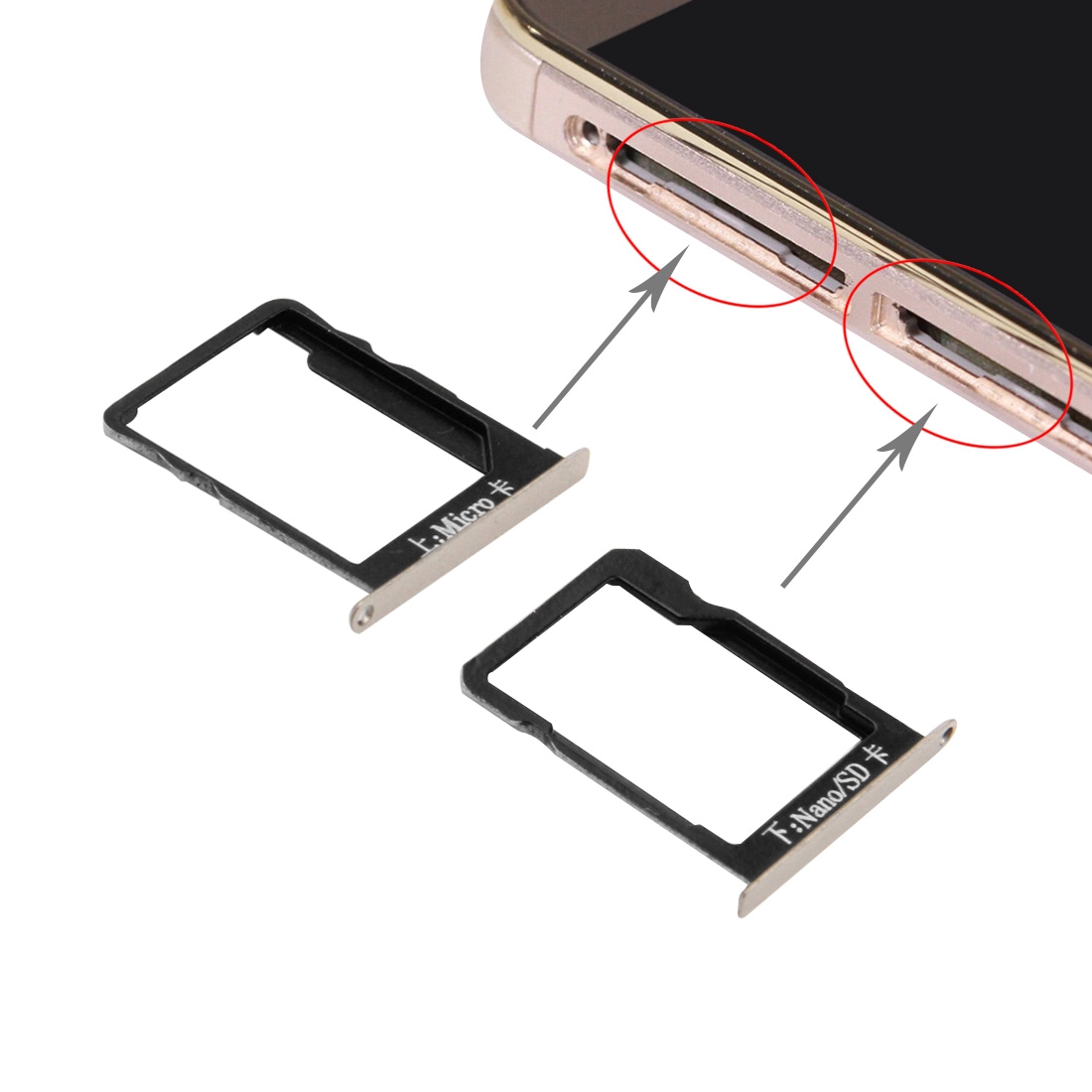 Для Huawei Mate 7 SIM-карты лоток и Micro SD Card Tray (Gold) страница 25