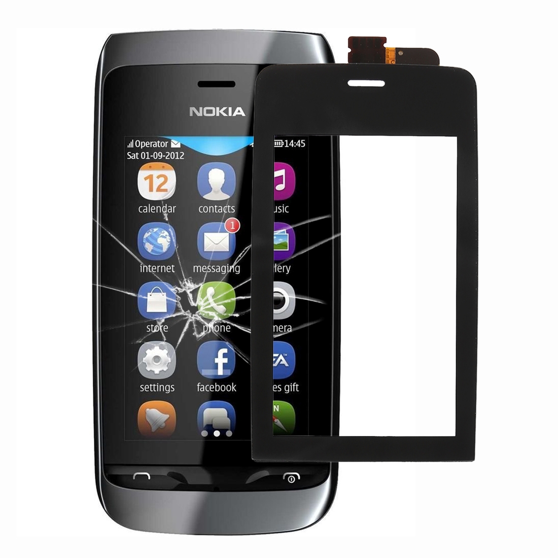 Сенсорная панель для Nokia Asha 308 (черный)