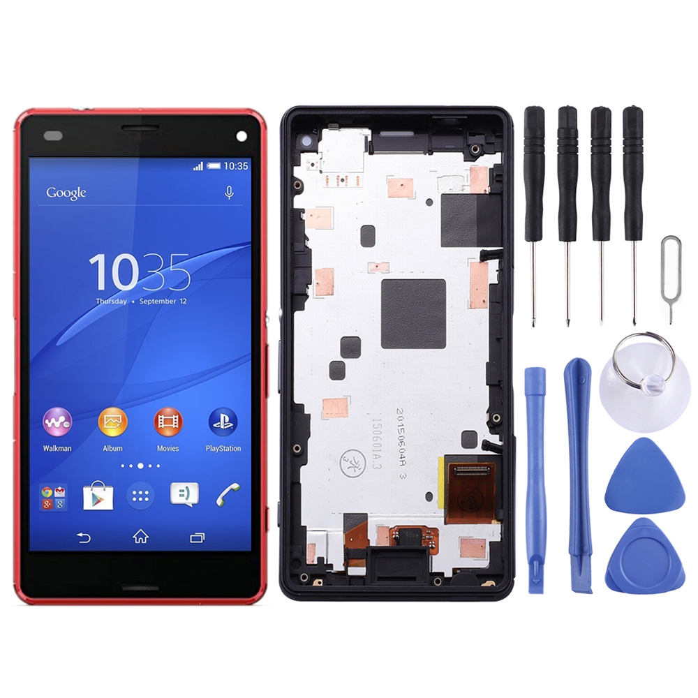 LCD Screen and Digitizer Full Assembly Frame for Sony Xperia Z3 Mini Compact (Red)