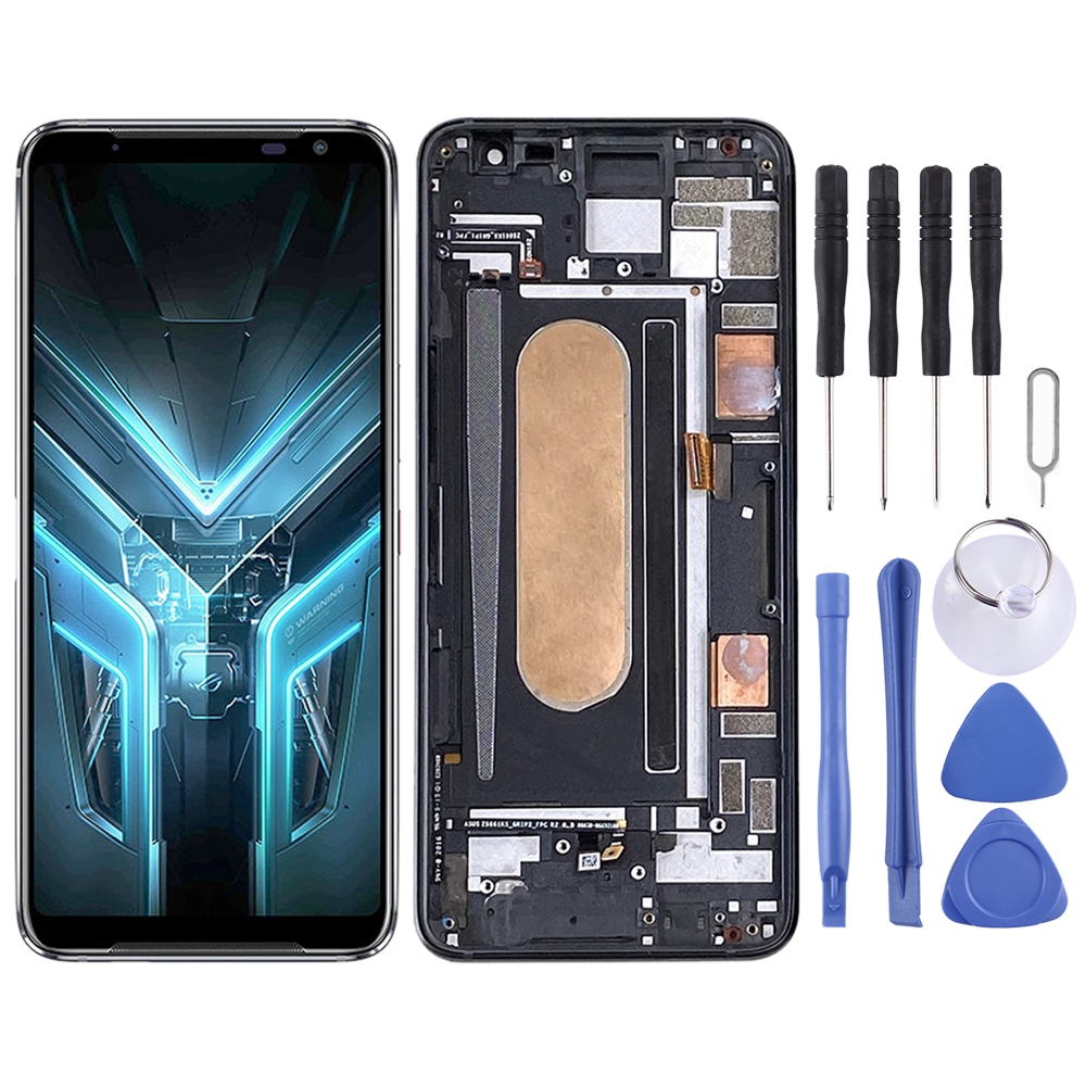 OLED материал ЖК-экран и дигитайзер полная сборка с рамкой для Asus Rog  Phone 3 ZS661KS I003DD (черный)