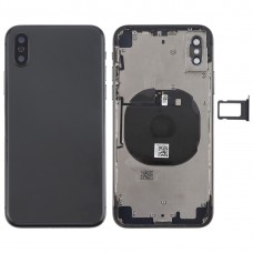 Battery Back Cover Assembly with Side Keys & Wireless Charging Module & Volume Button Flex Cable & Card Tray for iPhone X(Black) 