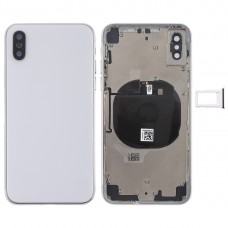 Battery Back Cover Assembly z bocznym kluczy & Wireless Charging Module & przycisk głośności Flex Cable & Podajnik kartka dla iPhone X (biały)