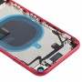חזרה סוללה העצרת כיסוי עם סייד מפתחות & ויברטור & Loud רמקול & Power Button + Volume Button Flex Cable & כרטיס מגש עבור 8 iPhone (אדום)