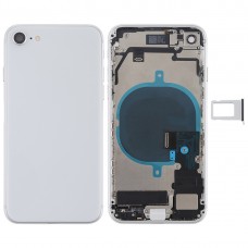 Volver conjunto de la cubierta de la batería con el lado Keys & vibrador y bandeja Flex Cable & tarjeta del altavoz ruidoso & Power Botón + Botón de volumen para el iPhone 8 (plata)