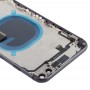 Batteribackskydd med sidoknappar och vibrator och högtalare och strömbrytare + volymknapp FLEX-kabel och kortfack för iPhone 8 plus (svart)