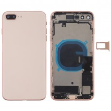 Akku Rückseite Montage mit Seitentasten & Vibrator & Lautsprecher & Power-Taste + Volumen-Knopf-Flexkabel-Karten-Behälter für iPhone 8 Plus (Rose Gold)
