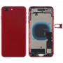 Batteri Back Cover Montering med sidoknappar och vibrator och högtalare och strömbrytare + Volymknapp FLEX-kabel och kortfack för iPhone 8 plus (röd)