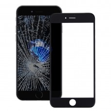 Pantalla frontal lente de cristal externa con la parte delantera de la pantalla LCD del bisel del capítulo y OCA ópticamente claro Adhesivo para iPhone 7 (Negro)