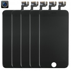 5 PCS pantalla LCD y digitalizador Asamblea completa con cámara frontal para 6s iPhone (Negro) 