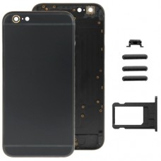 5 az 1-ben iPhone 6 (Back Cover + kártya tálca + Hangerőszabályzó gomb + Power gomb + Némítás vibrátor Key) Teljes Szerelési ház burkolat (fekete)