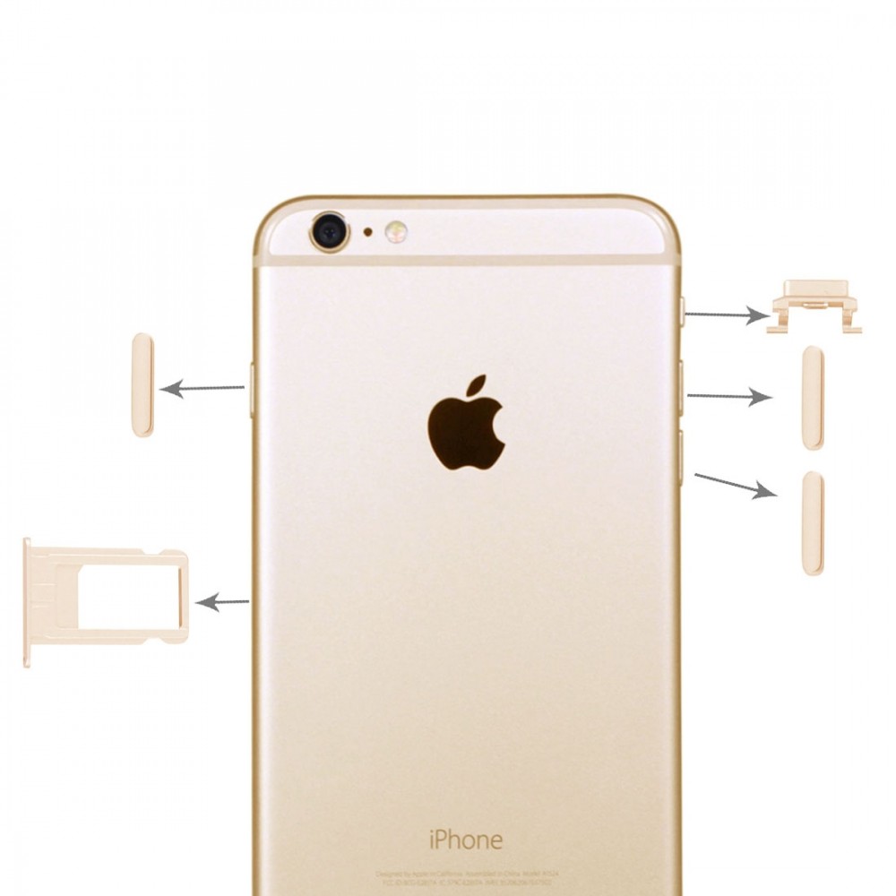 4 In 1 For Iphone 6 Plus Card Tray Volume Control Key Power Button Mute Switch Vibrator Key Gold