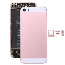 5 en 1 pour iPhone SE d'origine (couverture arrière + carte + Bac + Contrôle du volume Touche Bouton d'alimentation + Commutateur Mute Vibrator Key) Logement Cover Assemblée (or rose)