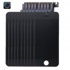 10 PCS LCD екран и Digitizer Пълното събрание с предна камера за iPhone 5S (черен)