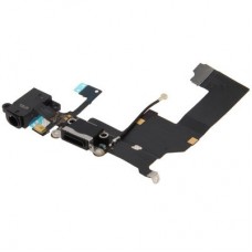 Alkuperäinen Tail Liitin laturi Flex Cable + Kuulokevastake Ribbon Flex kaapeli iPhone 5 (musta)