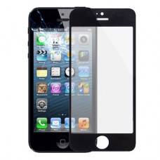 Ekran zewnętrzny przedni szklany obiektyw dla iPhone 5 i 5S (czarny)