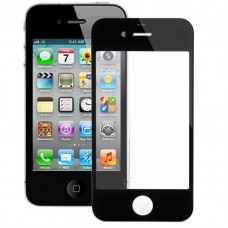 Передний экран Наружный стеклянный объектив для iPhone 4 и 4S (черный)