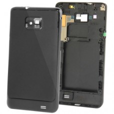 3 ב 1 עבור Galaxy S II / I9100 (כרך מקורי כריכה האחורית + מקורי לחצן + שלדת שיכון מקורית מלא) (שחור)