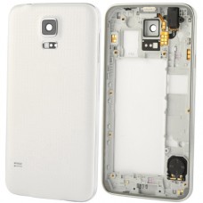 OEM Version LCD Middle Board (Dual Card Version) with Button Cable & Back Cover, for Galaxy S5 / G900(White)