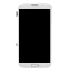Oryginalny wyświetlacz LCD + panel dotykowy z ramą dla Galaxy Note II / N7105 (biały)
