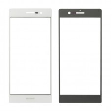 10 PCS delantero de la pantalla externa lente de cristal para Huawei Ascend P7 (Blanco) 
