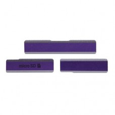 SIM-kaardi Cap + USB Data laadimine liidesekatet + Micro SD Card Cap tolmukindel Block Set Sony Xperia Z1 / L39h / C6903 (Purple)