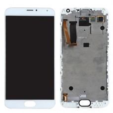 LCD Screen and Digitizer Full Assembly with Frame for Meizu MX5 (White)