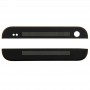 Frontal superior de la tapa + Bajo fondo de vidrio cubierta de la lente y Adhesivo para HTC One / M7 (Negro)
