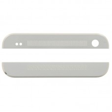 Предна Горна Top + Долна Bottom стъклени лещи Cover & Лепила за HTC One / M7 (Бяла)