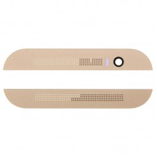Front Upper Top + Lower Bottom Glass Lens Cover & Adhesive for HTC One M8(Gold)