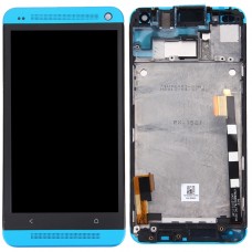 תצוגת LCD + לוח מגע עם מסגרת עבור HTC One M7 / 801e (כחולה)