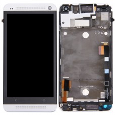 Wyświetlacz LCD + panel dotykowy z ramki do HTC One M7 / 801e (srebrny)