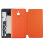 Original horisontellt flip läderväska + plast baklucka för Microsoft Lumia 640XL (orange)
