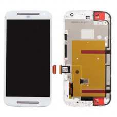 3 in 1 (LCD + Frame + Touch Pad) Digitizer Assembl for Motorola Moto G2(White)
