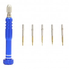 JF-6688 5 en 1 multi-usages stylo en métal de style Jeu de tournevis pour réparation de téléphone (Bleu)