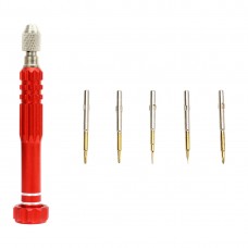 JF-6688 5 in 1 metallo multiuso Pen Style Set di cacciaviti per la riparazione del telefono (Red)