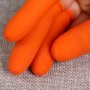 100 PCS帯電防止の滑り止めの耐久性のある指先ラテックス保護手袋、サイズ：L、2.8 * 6.5センチメートル（オレンジ）
