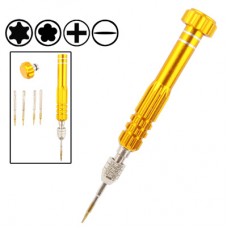 5 in 1 Gold Series Screwdriver Sets for iPhone 5 & 5S & 5C / iPhone 4 & 4S (T5 / T6 / 1.2 / 1.5 / 0.8) 