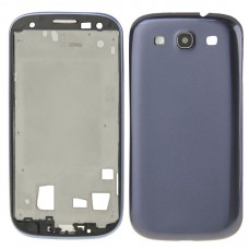 LCD marco de la cubierta llena de bisel placa + cubierta posterior para el Galaxy S III / I747 (azul)