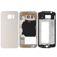 Pełna Osłona Obudowa (przód obudowy LCD Ramka Bezel Plate + Back Plate obudowa obiektywu panel + Battery Back Cover) dla Galaxy S6 / G920F (Gold)