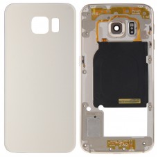 Full Cover bydlení (Back Plate Pouzdro Camera Lens panel + baterie Zadní kryt) pro Galaxy S6 EDGE / G925 (Gold)