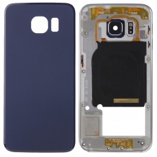 Plein couvercle du boîtier (plaque arrière du boîtier Face Camera Lens + Batterie couverture arrière) pour Galaxy S6 bord / G925 (Bleu)