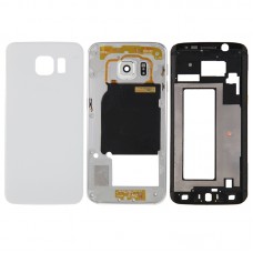 Volle Gehäuse-Abdeckung (Front Gehäuse LCD-Feld-Anzeigetafel Plate + Zurück Platten-Gehäuse-Kamera-Objektiv-Panel + Battery Cover-Rückseite) für Galaxy S6 Rand- / G925 (weiß)