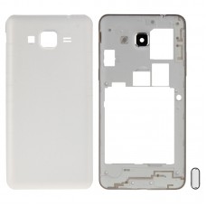 Full Housing Cover (Middle Frame Bezel + Battery Back Cover) + Home Button for Galaxy Grand Prime / G530 (Dual SIM Card Version)(White)