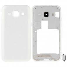 Full Housing Cover (Middle Frame Bezel + Battery Back Cover) pro Galaxy J1 / J100 (White)