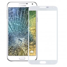 Предна екрана Външно стъкло обектив за Galaxy E5 (бял) 