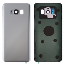 Batterie-rückseitige Abdeckung mit Kameraobjektiv-Cover & Kleber für Galaxy S8 + / G955 (Silber)