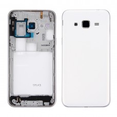 Аккумулятор Задняя обложка + Средний кадр ободок для Galaxy J3 (2016) / J320 (двойной вариант карты) (белый)