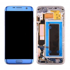 Оригінальний ЖК-екран і дігітайзер Повне зібрання з рамкою і зарядним портом рада і кнопкою регулювання гучності і кнопкою харчування для Galaxy S7 Краю / G935A (синій)