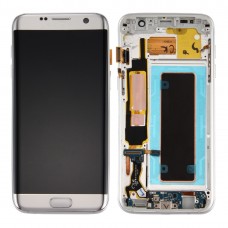 Alkuperäinen LCD-näyttö ja digitoiva edustajiston Frame & Lataus Port Board & Äänenvoimakkuus ja virtapainike Galaxy S7 Edge / G935A (hopea)