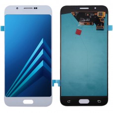 Materiał OLED ekran LCD i Digitizer Pełna montażowe dla Galaxy A8 (biały)